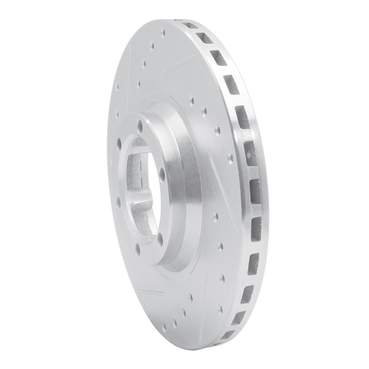 E-Line Drilled & Slotted Silver Brake Rotor, 1986-1995 Fits Multiple Makes/Models, Position: Front Left