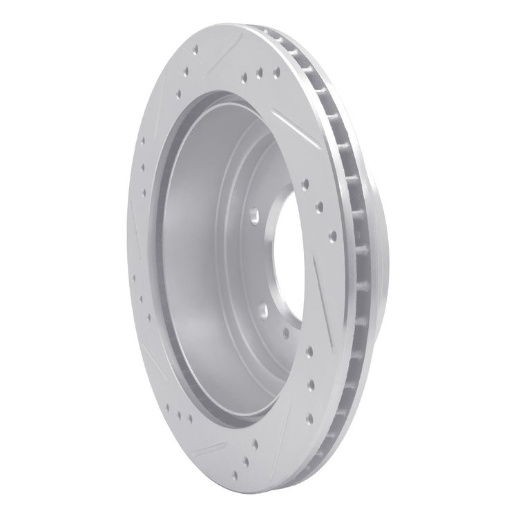 E-Line Drilled & Slotted Silver Brake Rotor, 2000-2006 Mitsubishi, Position: Rear Right