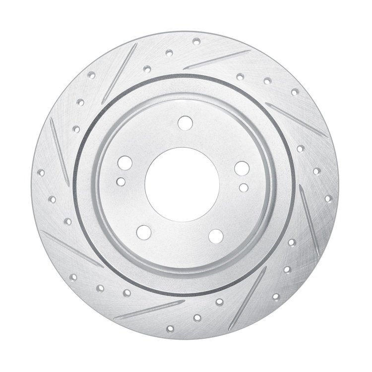 E-Line Drilled & Slotted Silver Brake Rotor, Fits Select Mitsubishi, Position: Rear Left