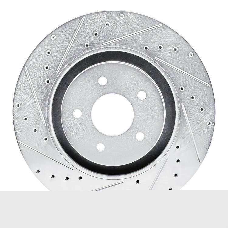 E-Line Drilled & Slotted Silver Brake Rotor, Fits Select Fits Multiple Makes/Models, Position: Front Left