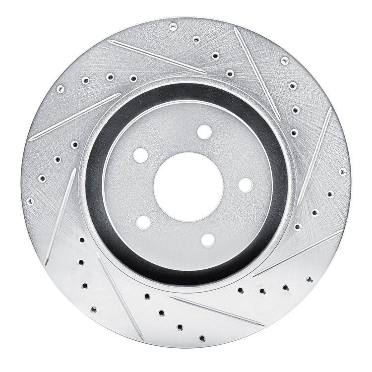 E-Line Drilled & Slotted Silver Brake Rotor, Fits Select Fits Multiple Makes/Models, Position: Front Right