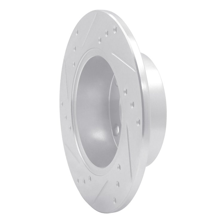 E-Line Drilled & Slotted Silver Brake Rotor, 1980-1991 Audi/Porsche/Volkswagen, Position: Rear Right