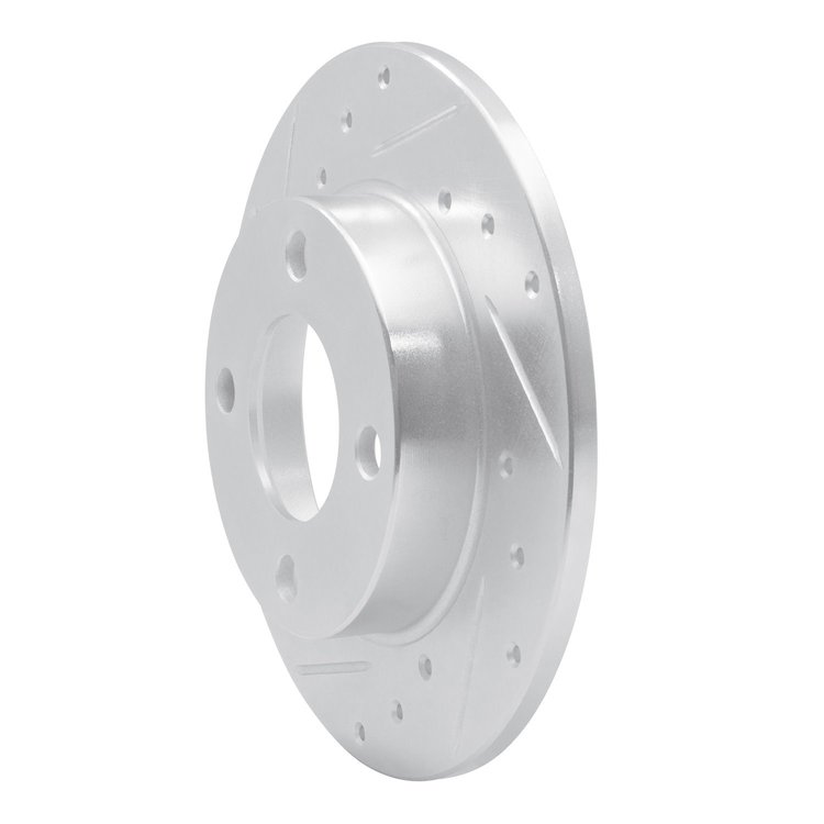 E-Line Drilled & Slotted Silver Brake Rotor, 1984-1995 Audi/Porsche/Volkswagen, Position: Rear Left