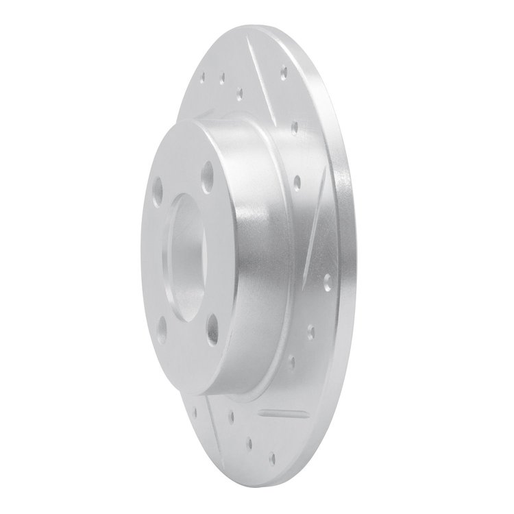 E-Line Drilled & Slotted Silver Brake Rotor, 1984-1995 Audi/Porsche/Volkswagen, Position: Rear Right