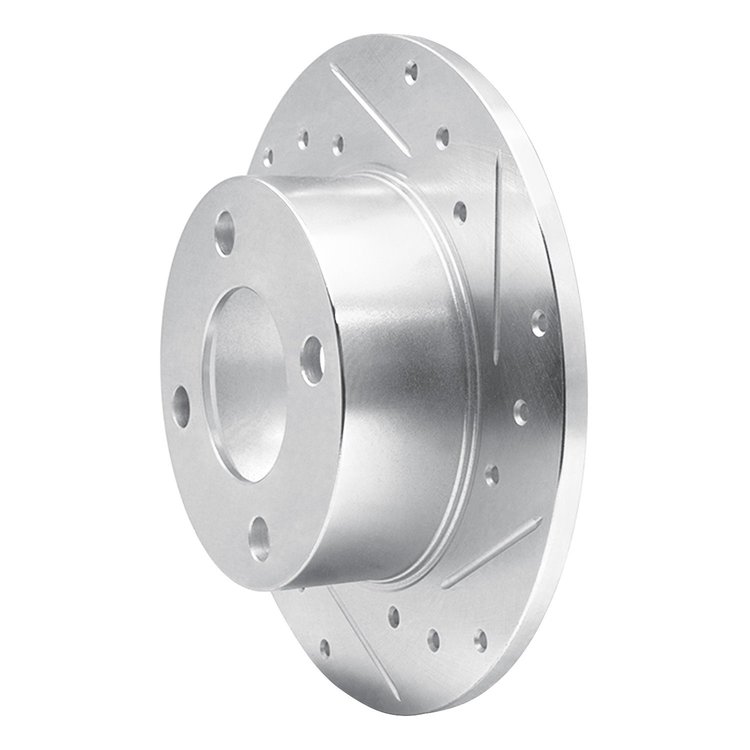 E-Line Drilled & Slotted Silver Brake Rotor, 1982-1998 Audi/Porsche/Volkswagen, Position: Rear Right