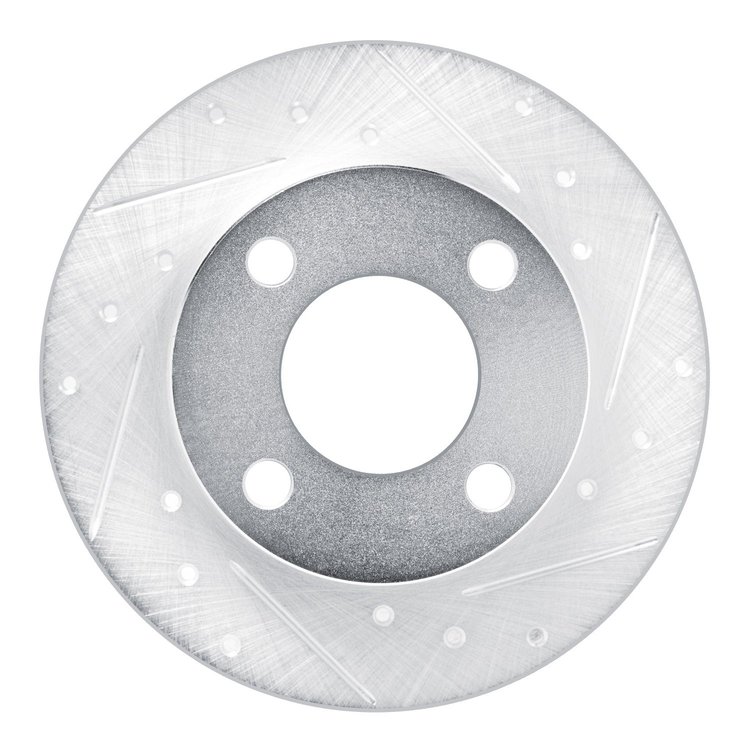 E-Line Drilled & Slotted Silver Brake Rotor, 1989-1991 Audi/Porsche/Volkswagen, Position: Rear Right