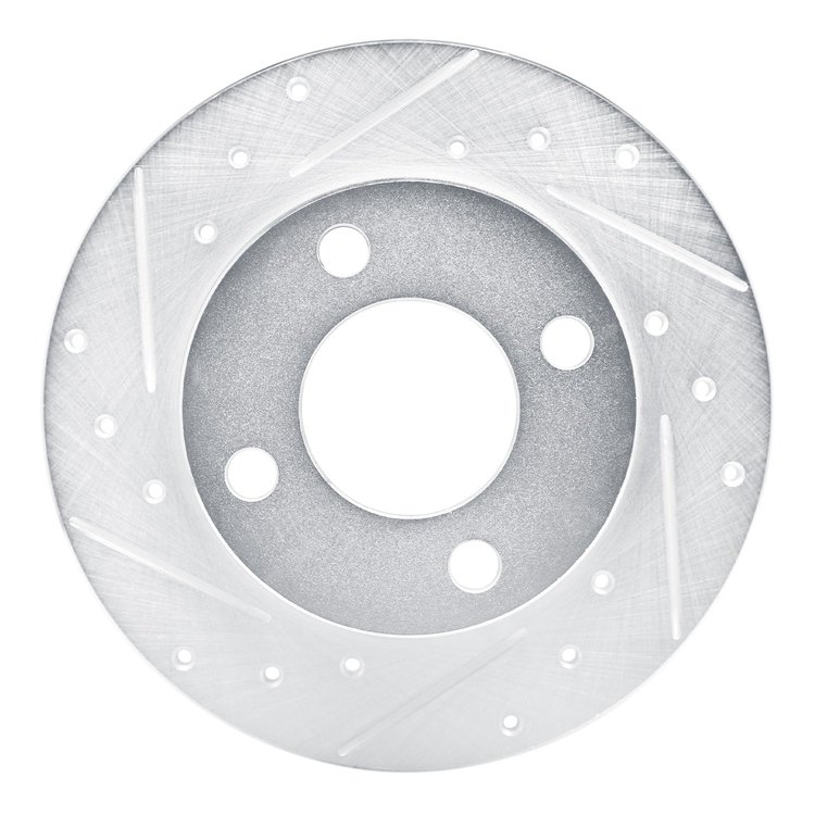 E-Line Drilled & Slotted Silver Brake Rotor, 1989-1991 Audi/Porsche/Volkswagen, Position: Rear Left