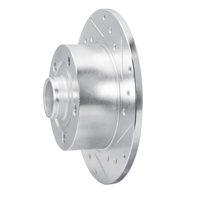 E-Line Drilled & Slotted Silver Brake Rotor, 1996-2008 Audi/Porsche/Volkswagen, Position: Rear Right