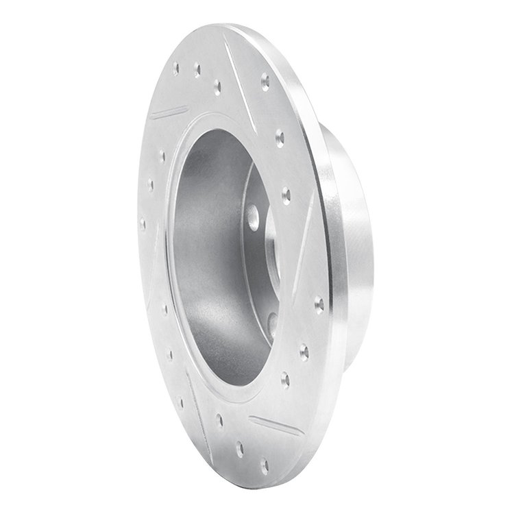 E-Line Drilled & Slotted Silver Brake Rotor, 1998-2001 Audi/Porsche/Volkswagen, Position: Rear Left