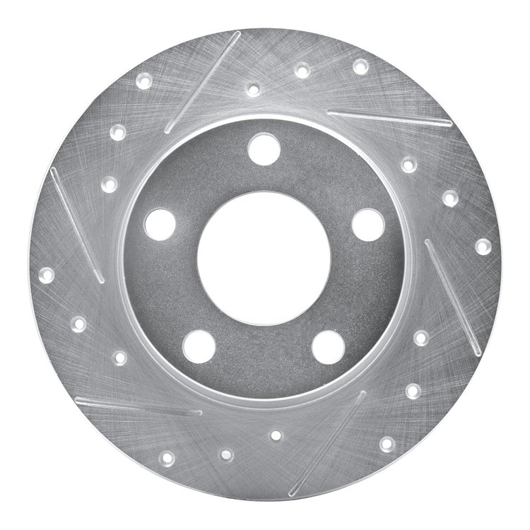 E-Line Drilled & Slotted Silver Brake Rotor, 1999-2005 Audi/Porsche/Volkswagen, Position: Rear Left