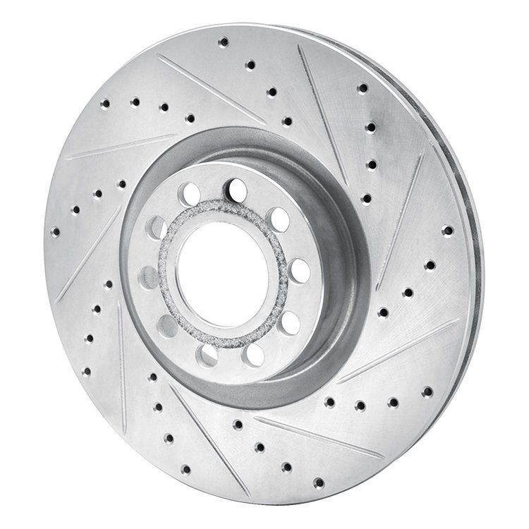 E-Line Drilled & Slotted Silver Brake Rotor, 1999-2004 Audi/Porsche/Volkswagen, Position: Front Right