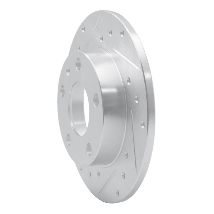 E-Line Drilled & Slotted Silver Brake Rotor, 2002-2006 Audi/Porsche/Volkswagen, Position: Rear Left