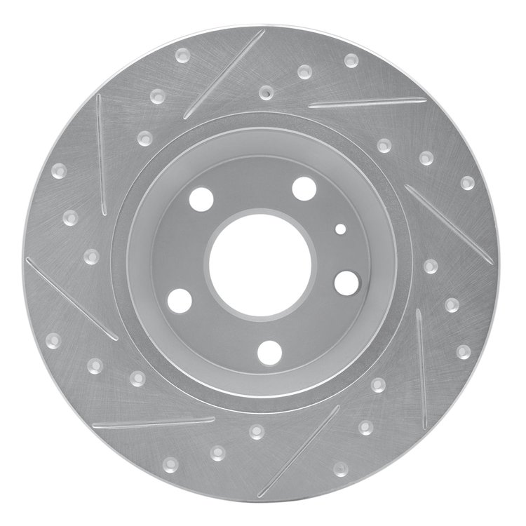 E-Line Drilled & Slotted Silver Brake Rotor, 2008-2015 Audi/Porsche/Volkswagen, Position: Rear Right