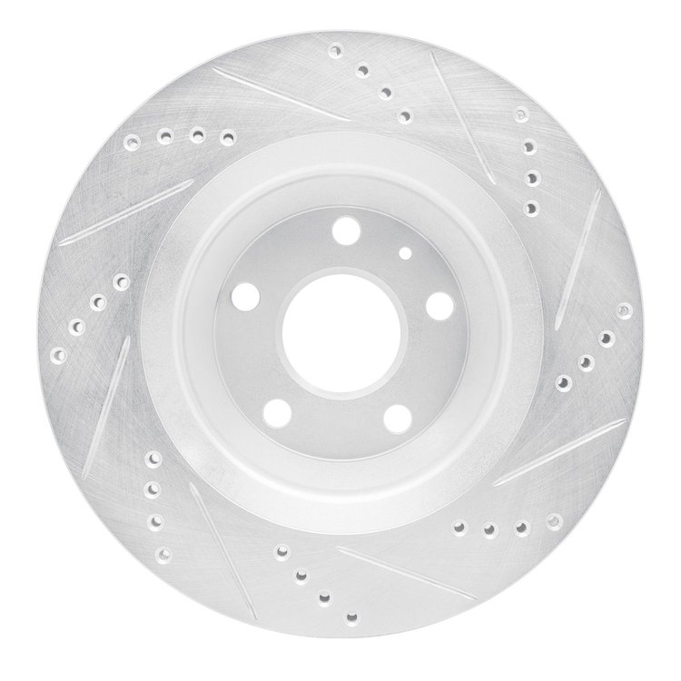 E-Line Drilled & Slotted Silver Brake Rotor, 2008-2015 Audi/Porsche/Volkswagen, Position: Rear Left