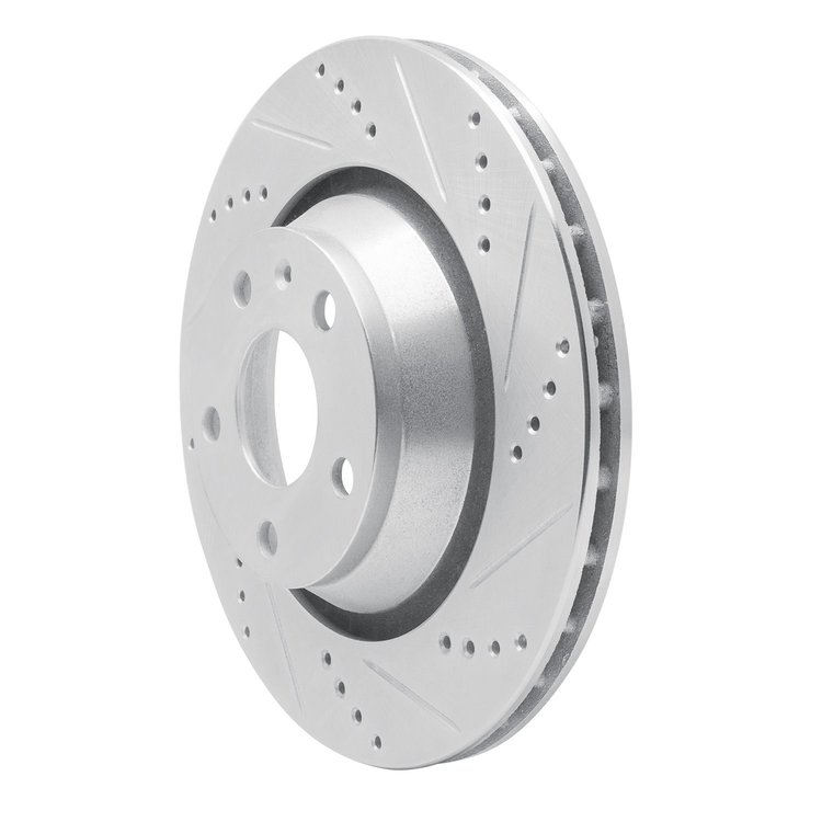 E-Line Drilled & Slotted Silver Brake Rotor, 2008-2015 Audi/Porsche/Volkswagen, Position: Rear Right