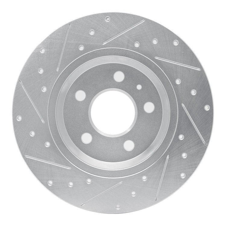 E-Line Drilled & Slotted Silver Brake Rotor, Fits Select Audi/Porsche/Volkswagen, Position: Rear Right