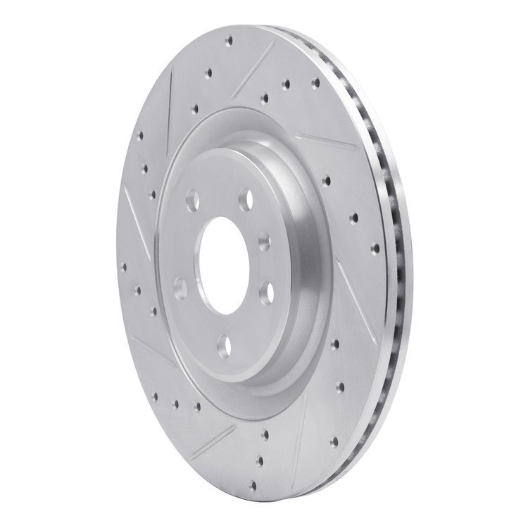 E-Line Drilled & Slotted Silver Brake Rotor, Fits Select Audi/Porsche/Volkswagen, Position: Rear Left