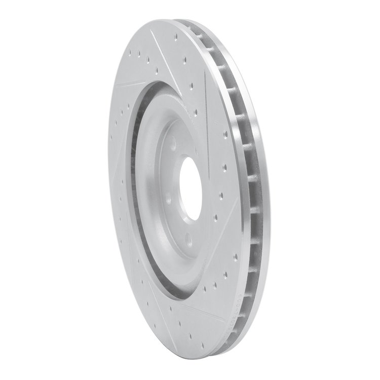 E-Line Drilled & Slotted Silver Brake Rotor, Fits Select Audi/Porsche/Volkswagen, Position: Rear Left