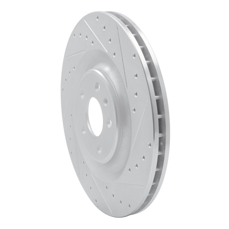 E-Line Drilled & Slotted Silver Brake Rotor, Fits Select Audi/Porsche/Volkswagen, Position: Rear Right