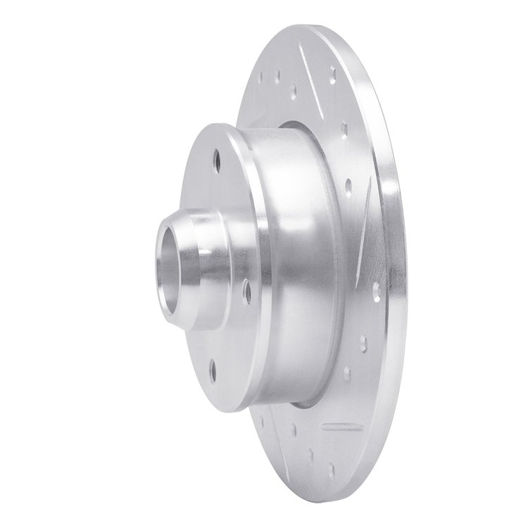 E-Line Drilled & Slotted Silver Brake Rotor, 1985-2002 Audi/Porsche/Volkswagen, Position: Rear Right