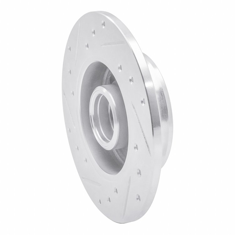 E-Line Drilled & Slotted Silver Brake Rotor, 1992-1998 Audi/Porsche/Volkswagen, Position: Rear Right