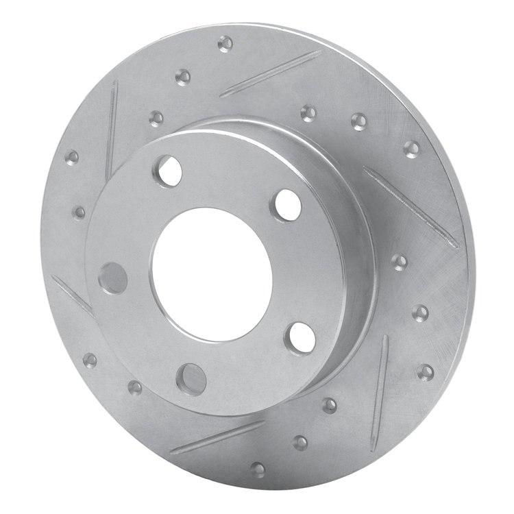 E-Line Drilled & Slotted Silver Brake Rotor, 1996-2005 Audi/Porsche/Volkswagen, Position: Rear Left