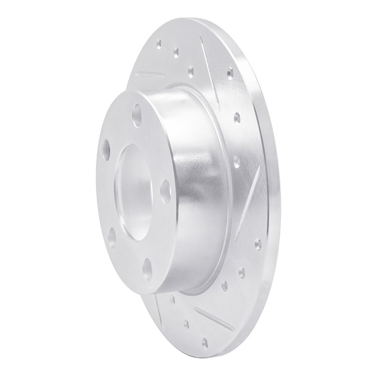 E-Line Drilled & Slotted Silver Brake Rotor, 1996-2005 Audi/Porsche/Volkswagen, Position: Rear Right