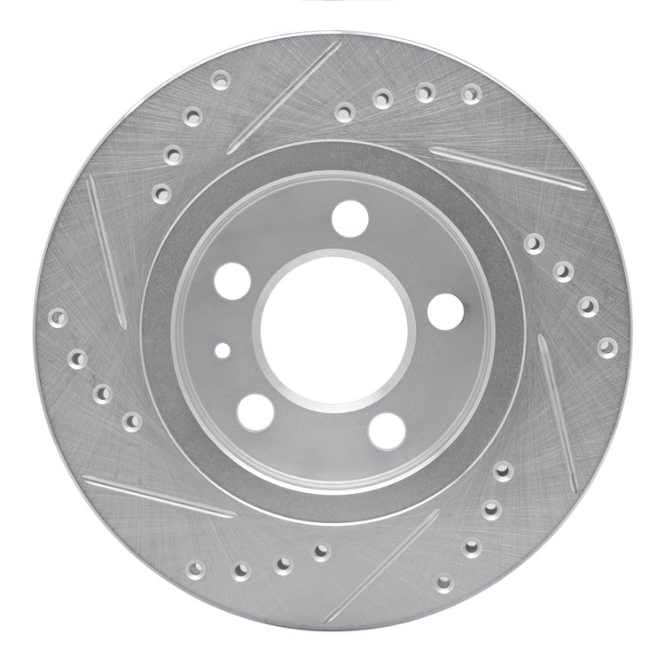 E-Line Drilled & Slotted Silver Brake Rotor, 2000-2006 Audi/Porsche/Volkswagen, Position: Rear Right
