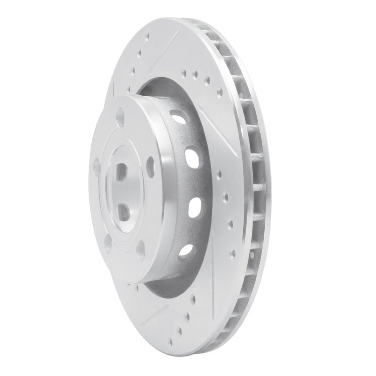 E-Line Drilled & Slotted Silver Brake Rotor, 1999-2005 Audi/Porsche/Volkswagen, Position: Rear Left