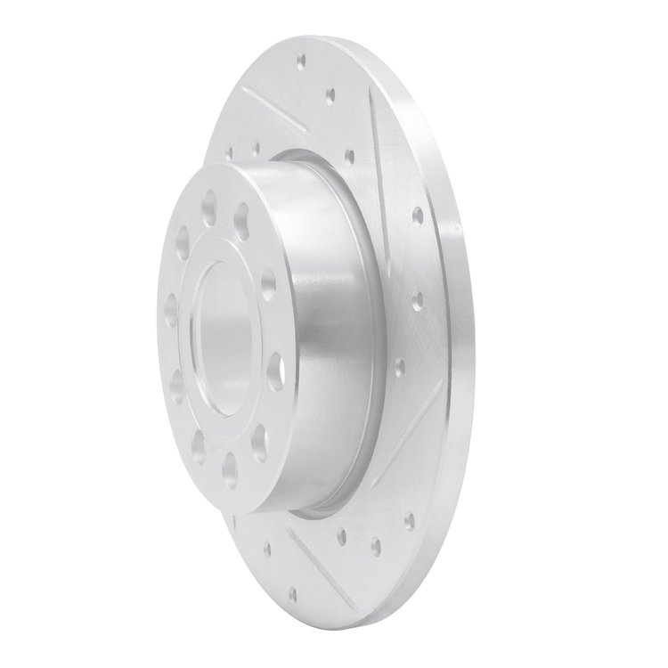 E-Line Drilled & Slotted Silver Brake Rotor, 2005-2013 Audi/Porsche/Volkswagen, Position: Rear Right