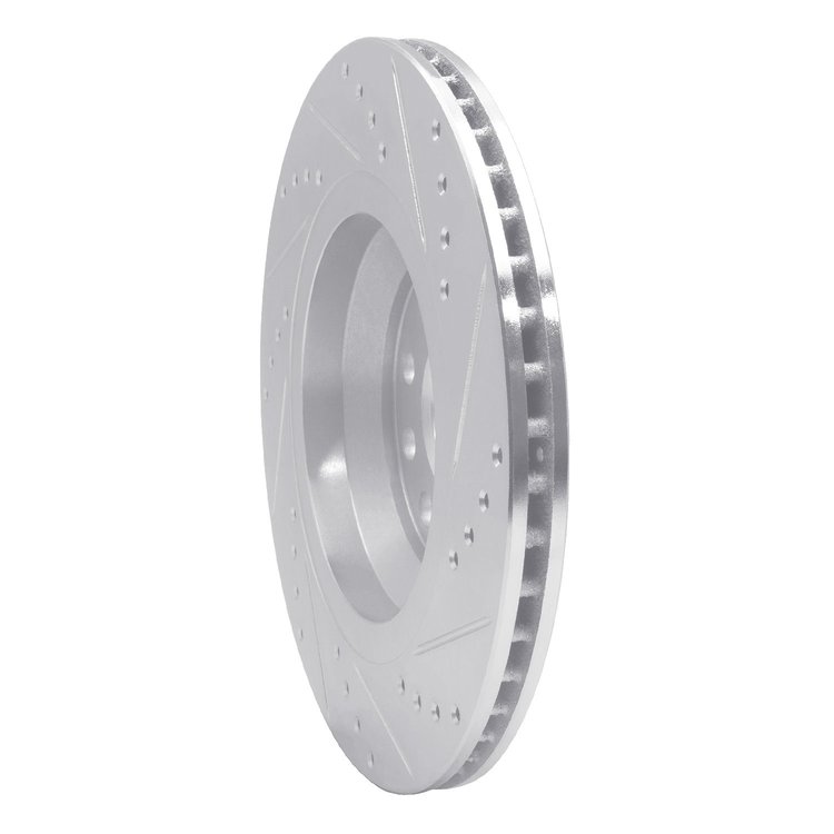 E-Line Drilled & Slotted Silver Brake Rotor, Fits Select Audi/Porsche/Volkswagen, Position: Rear Left