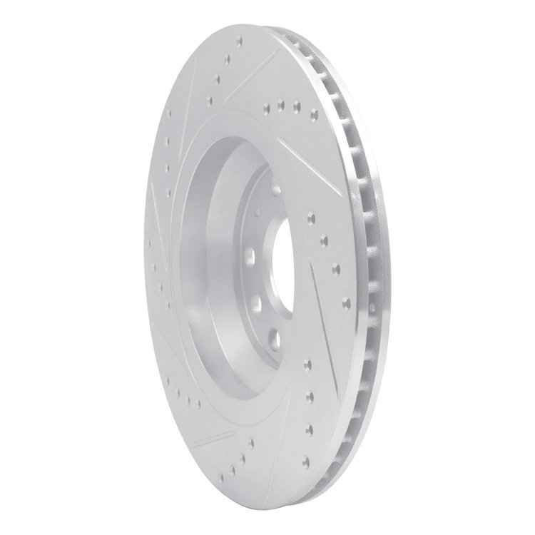 E-Line Drilled & Slotted Silver Brake Rotor, Fits Select Audi/Porsche/Volkswagen, Position: Rear Right