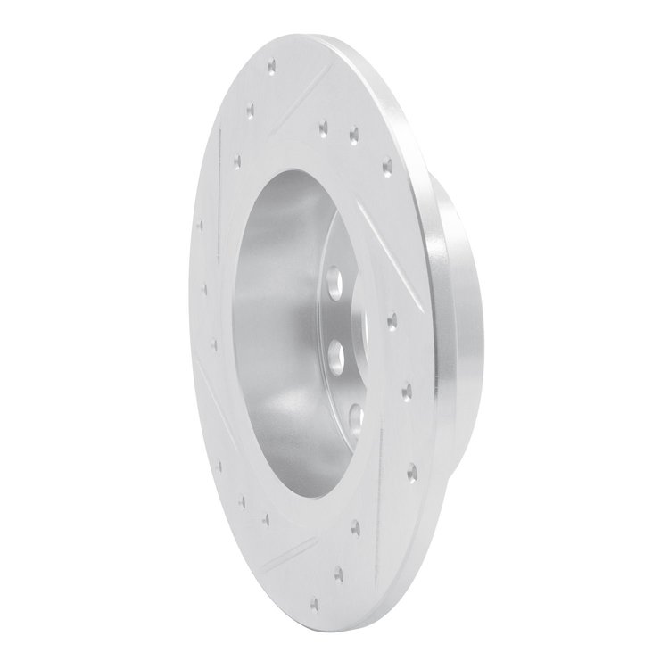 E-Line Drilled & Slotted Silver Brake Rotor, 2010-2019 Audi/Porsche/Volkswagen, Position: Rear Right
