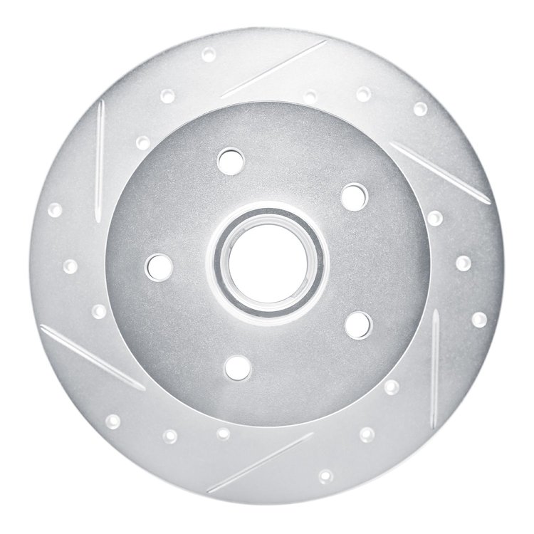 E-Line Drilled & Slotted Silver Brake Rotor, 1986-1991 Audi/Porsche/Volkswagen, Position: Front Left