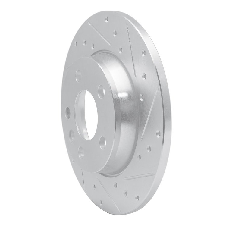 E-Line Drilled & Slotted Silver Brake Rotor, 1996-2000 Audi/Porsche/Volkswagen, Position: Rear Right
