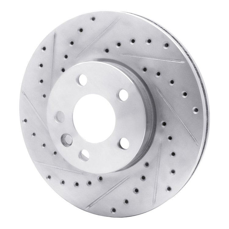 E-Line Drilled & Slotted Silver Brake Rotor, 2001-2003 Audi/Porsche/Volkswagen, Position: Front Left