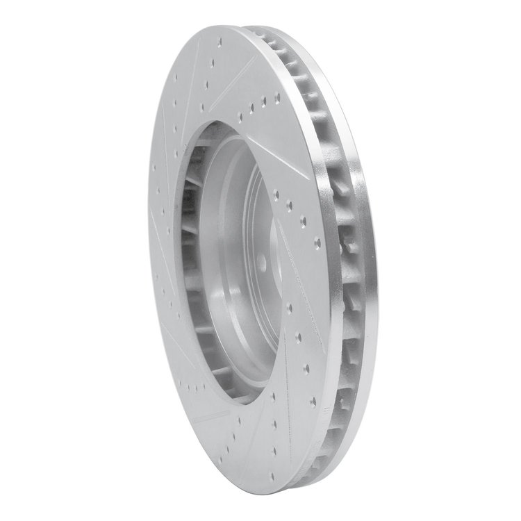 E-Line Drilled & Slotted Silver Brake Rotor, 2003-2018 Audi/Porsche/Volkswagen, Position: Right Front