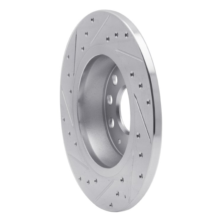 E-Line Drilled & Slotted Silver Brake Rotor, 2005-2018 Audi/Porsche/Volkswagen, Position: Rear Right