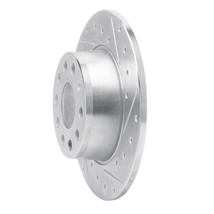 E-Line Drilled & Slotted Silver Brake Rotor, Fits Select Audi/Porsche/Volkswagen, Position: Rear Right