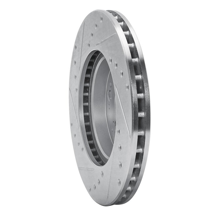 E-Line Drilled & Slotted Silver Brake Rotor, 1990-1990 Lexus/Toyota/Scion, Position: Front Right