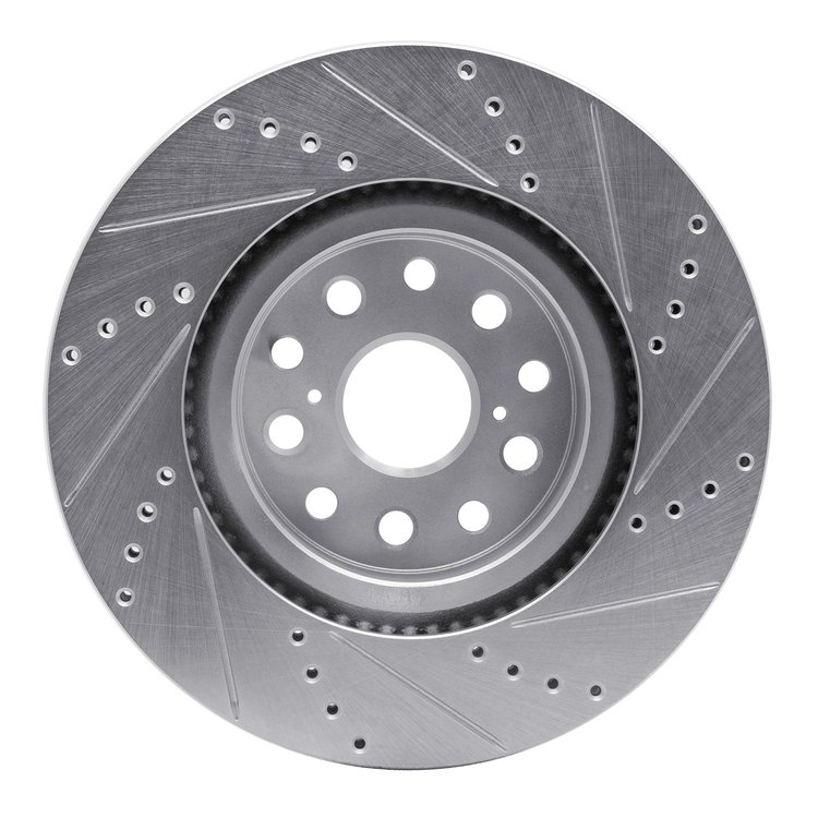 E-Line Drilled & Slotted Silver Brake Rotor, Fits Select Lexus/Toyota/Scion, Position: Front Left