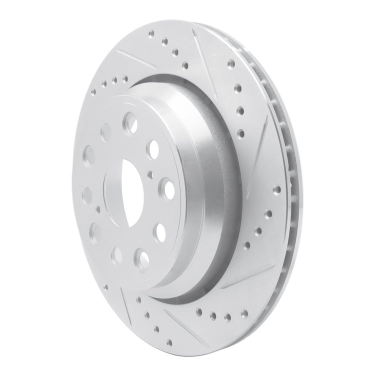 E-Line Drilled & Slotted Silver Brake Rotor, 2007-2017 Lexus/Toyota/Scion, Position: Rear Right