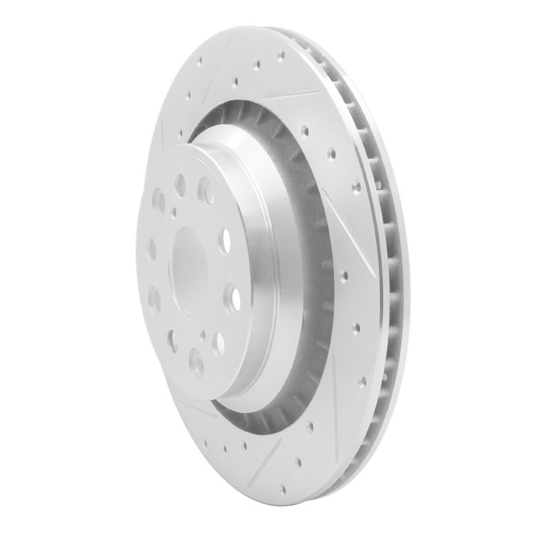 E-Line Drilled & Slotted Silver Brake Rotor, 2007-2017 Lexus/Toyota/Scion, Position: Rear Left