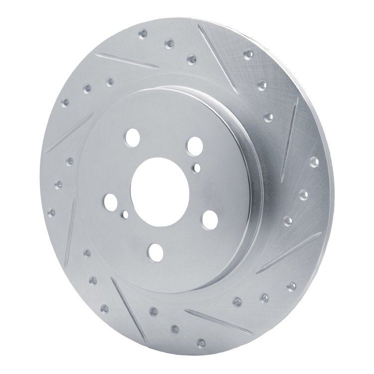 E-Line Drilled & Slotted Silver Brake Rotor, 2011-2017 Lexus/Toyota/Scion, Position: Rear Right