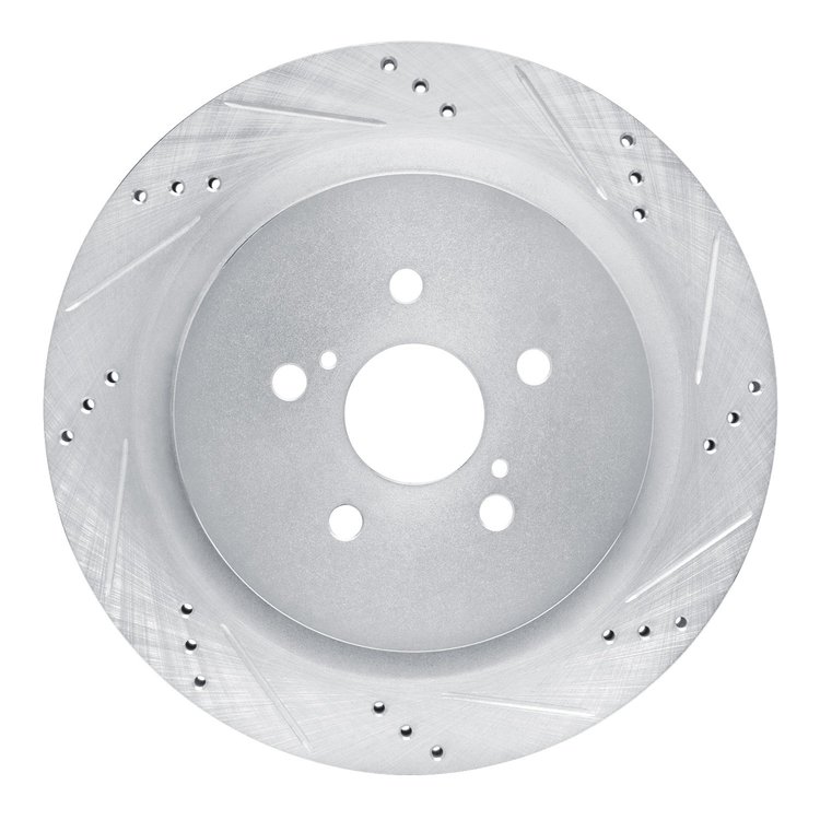 E-Line Drilled & Slotted Silver Brake Rotor, Fits Select Lexus/Toyota/Scion, Position: Rear Right