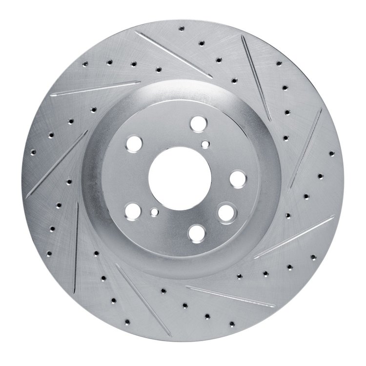 E-Line Drilled & Slotted Silver Brake Rotor, Fits Select Lexus/Toyota/Scion, Position: Right Front