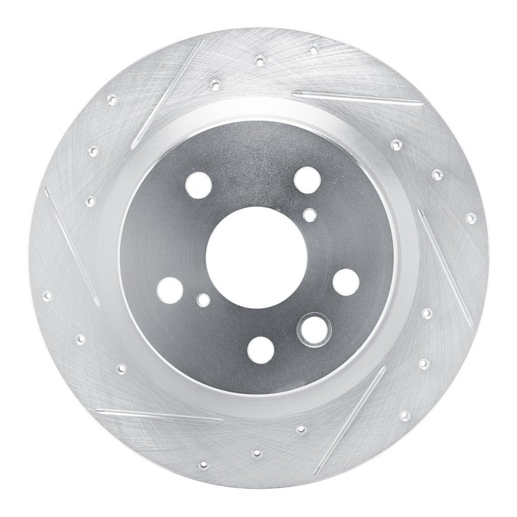 E-Line Drilled & Slotted Silver Brake Rotor, Fits Select Lexus/Toyota/Scion, Position: Rear Left