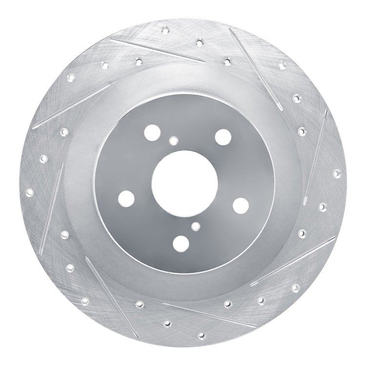 E-Line Drilled & Slotted Silver Brake Rotor, Fits Select Lexus/Toyota/Scion, Position: Rear Right