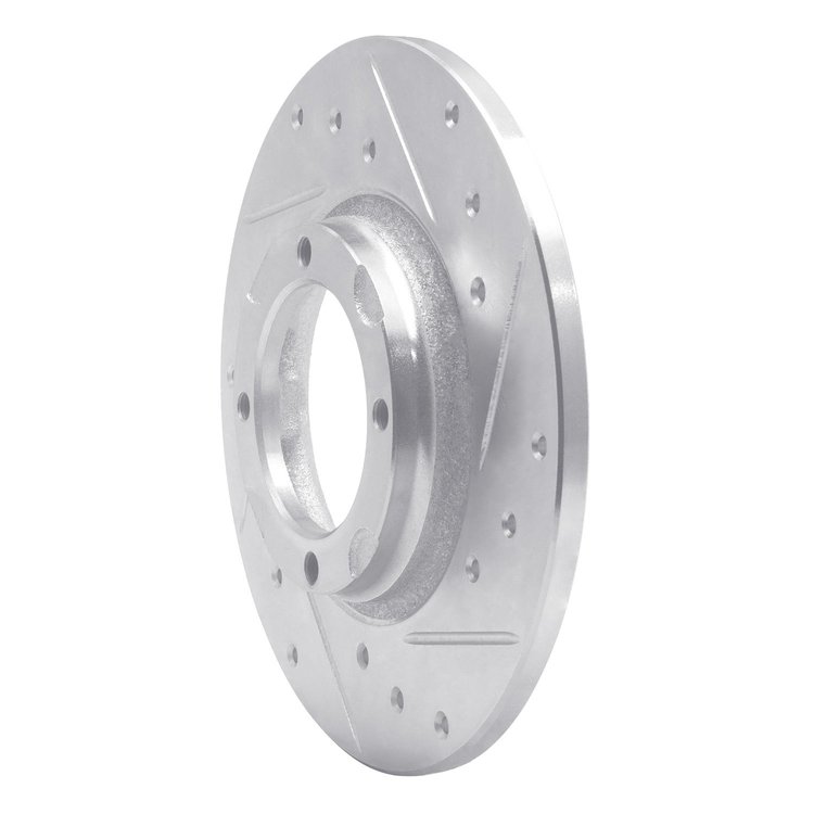 E-Line Drilled & Slotted Silver Brake Rotor, 1980-1982 Lexus/Toyota/Scion, Position: Front Right