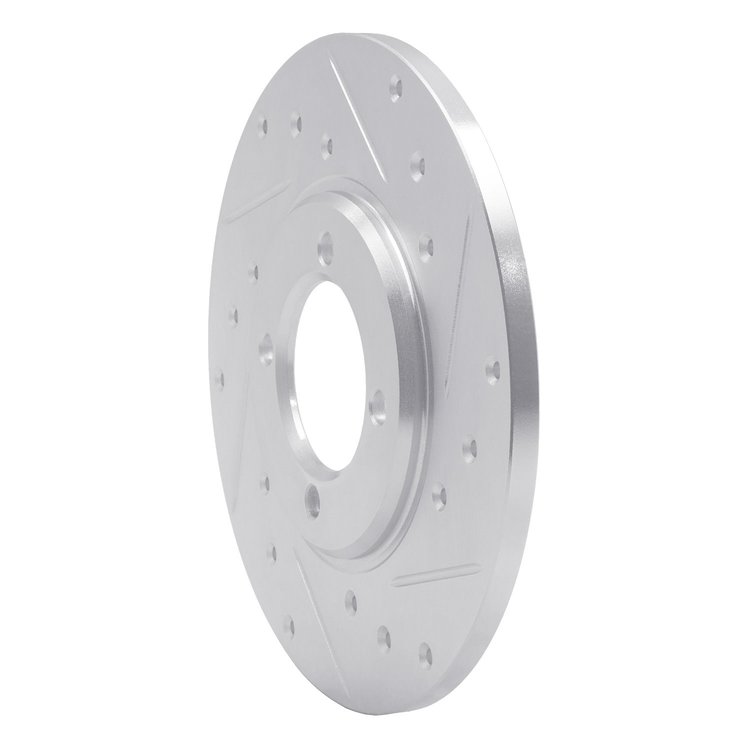 E-Line Drilled & Slotted Silver Brake Rotor, 1970-1979 Lexus/Toyota/Scion, Position: Front Right